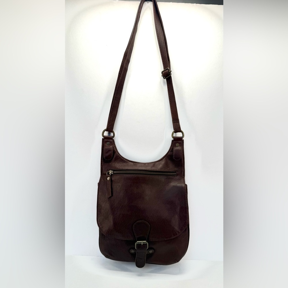 Fat Face Anna Chocolate Brown oiled Leather crossbody satchel  Bag - Picture 2 of 15